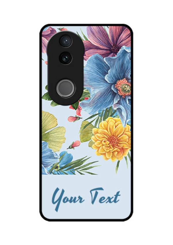Vivo V50 5G Custom Glass Phone CaseStunning Watercolored Flowers Painting Design