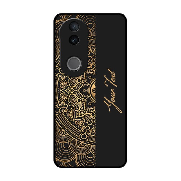 Vivo V50 5G Custom Glass Phone CaseMandala Art With Custom Text Design