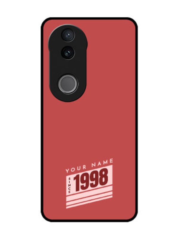 Custom Vivo V50 5G Custom Glass Phone CaseRed Custom Year Of Birth Design