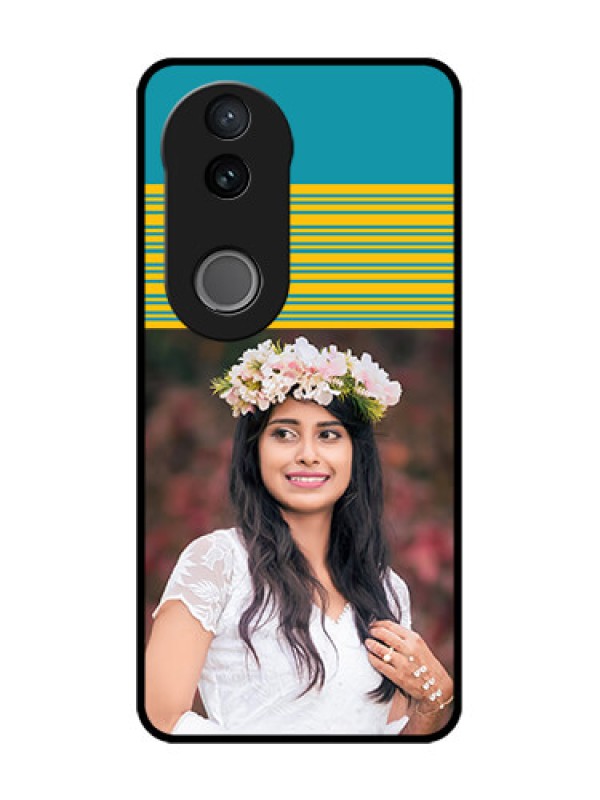 Custom Vivo V50e 5G Custom Glass Phone Case - Yellow & Blue Design