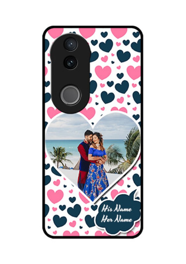 Vivo V50e 5G Custom Glass Phone Case - Pink & Blue Heart Design