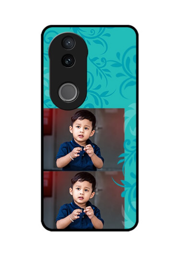 Vivo V50e 5G Custom Glass Phone Case - With Photo And Green Floral Design