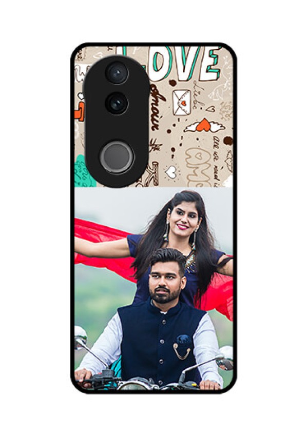 Vivo V50e 5G Custom Glass Phone Case - Love Doodle Pattern