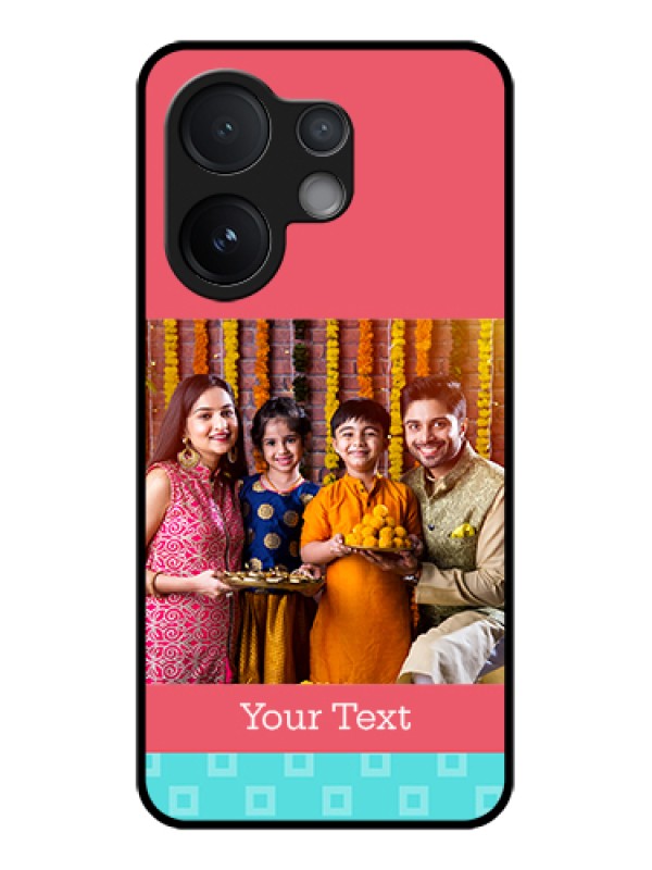 Custom Vivo V60 5G Custom Glass Phone Case - Peach & Blue Color Design