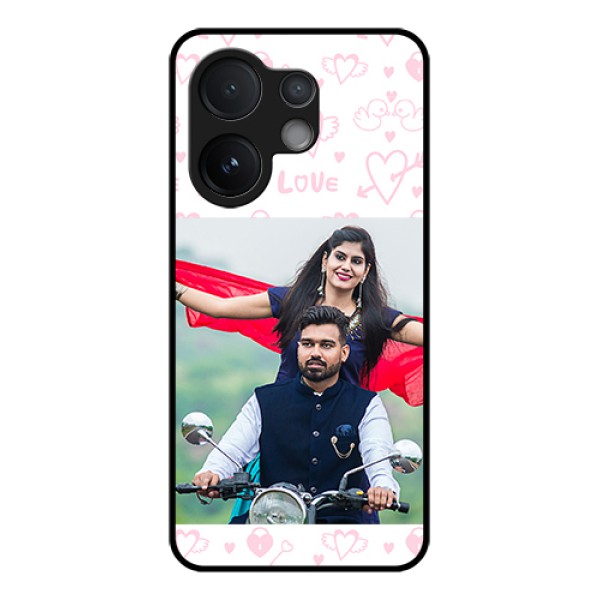 Vivo V60 5G Custom Glass Phone Case - Pink Flying Heart Design