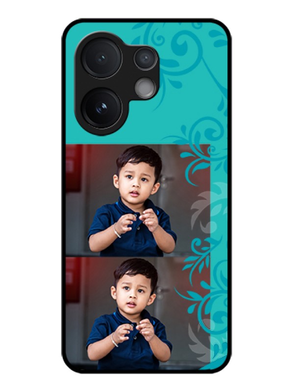 Custom Vivo V60 5G Custom Glass Phone Case - With Photo And Green Floral Design