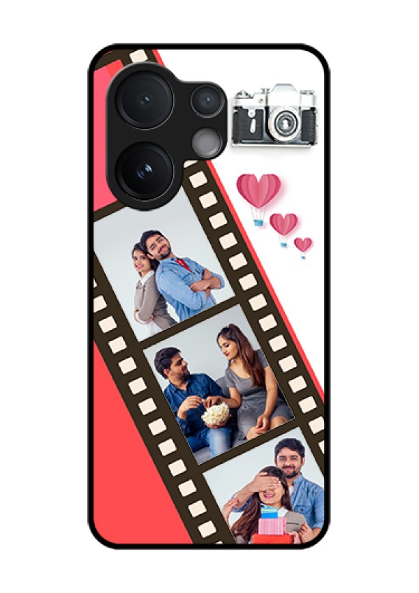 Vivo V60 5G Custom Glass Phone Case - 3 Image Holder With Film Reel