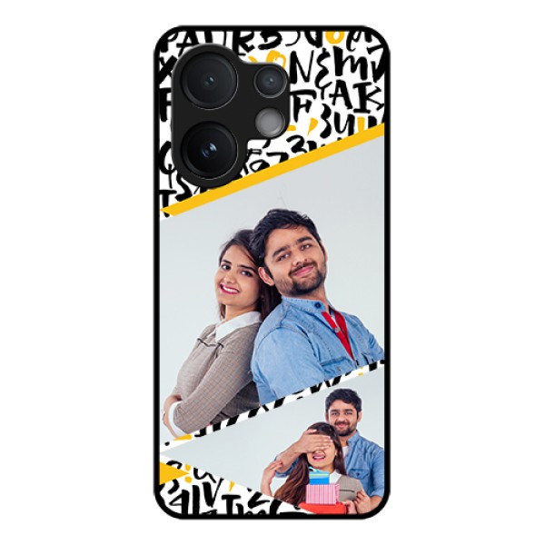 Vivo V60 5G Custom Glass Phone Case - Letters Pattern Design