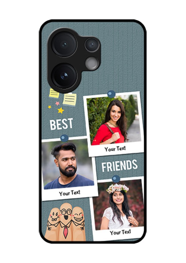 Vivo V60 5G Custom Glass Phone Case - Sticky Frames And Friendship Design