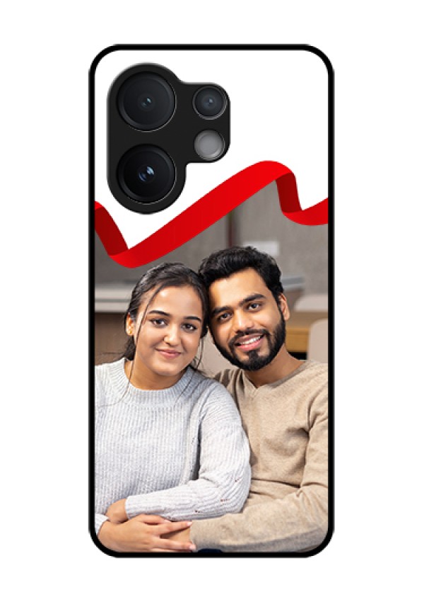 Vivo V60 5G Custom Glass Phone Case - Red Ribbon Frame Design