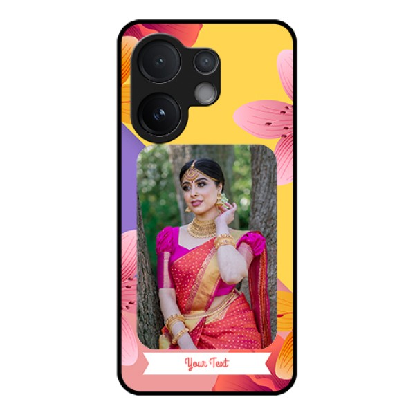 Vivo V60 5G Custom Glass Phone Case - 3 Image With Vintage Floral Design Vivo V60 5G Custom Glass Phone Case - 3 Image With Vintage Floral Design