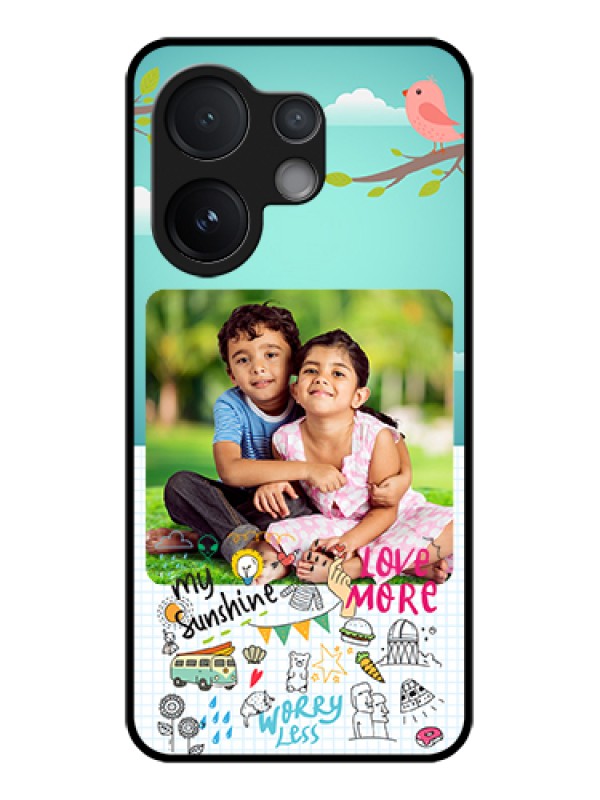 Custom Vivo V60 5G Custom Glass Phone Case - Doodle Love Design