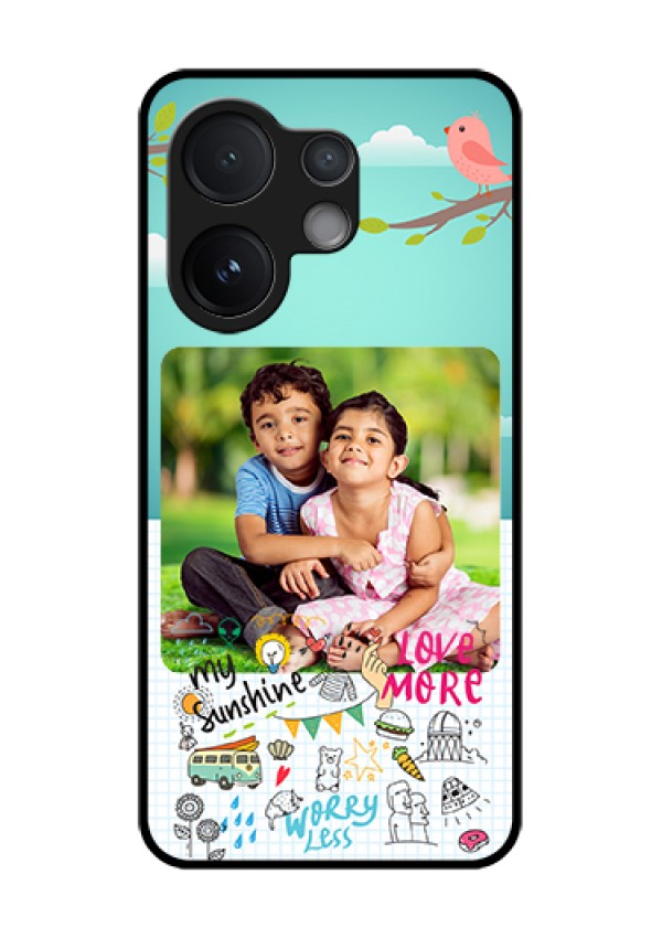 Vivo V60 5G Custom Glass Phone Case - Doodle Love Design