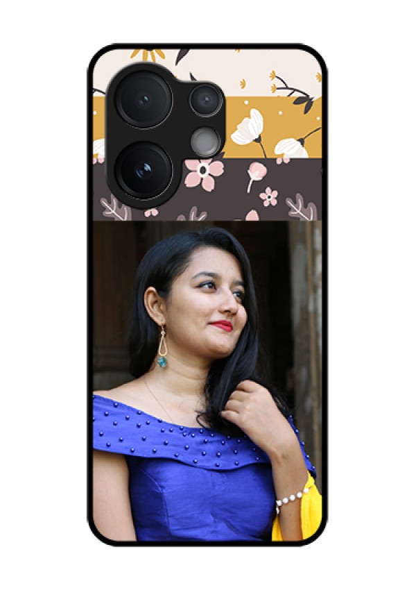 Vivo V60 5G Custom Glass Phone Case - Stylish Floral Design