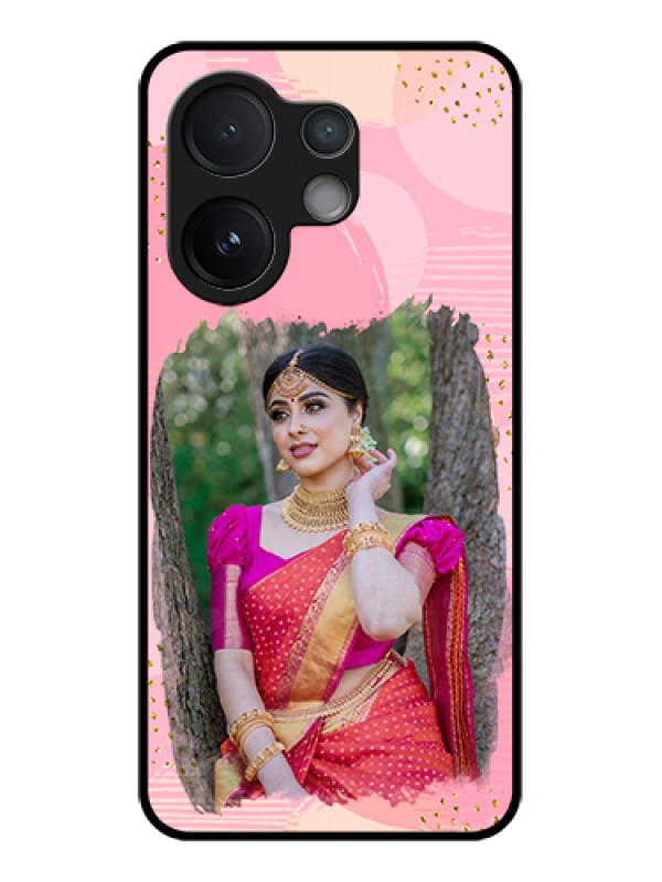 Custom Vivo V60 5G Custom Glass Phone Case - Gold Glitter Splash Design