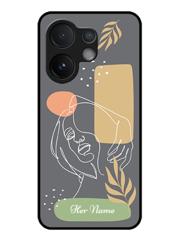 Custom Vivo V60 5G Custom Glass Phone Case - Gazing Woman Line Art Design