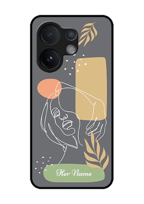 Vivo V60 5G Custom Glass Phone Case - Gazing Woman Line Art Design