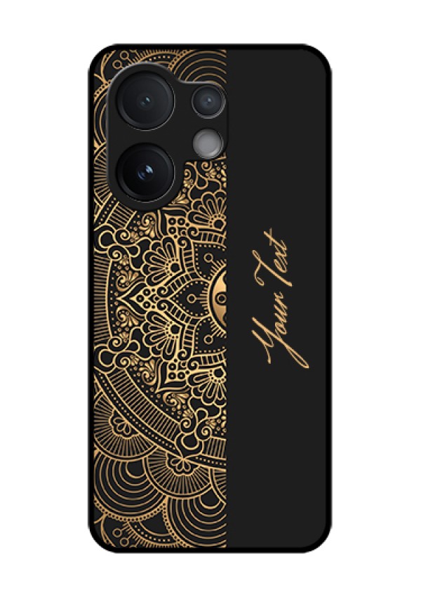 Vivo V60 5G Custom Glass Phone Case - Mandala Art With Custom Text Design