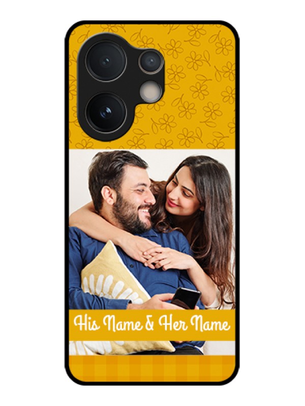 Custom Vivo V60e 5G Custom Glass Phone Case - Yellow Floral Design