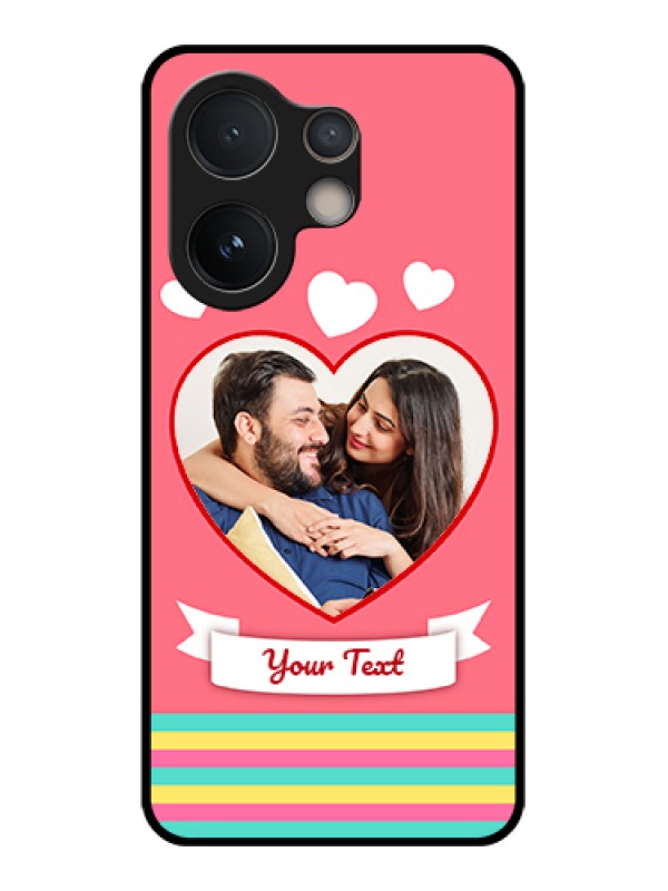 Custom Vivo V60e 5G Custom Glass Phone Case - Love Shapes Doodle Design