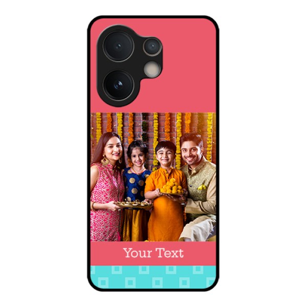 Vivo V60e 5G Custom Glass Phone Case - Peach & Blue Color Design