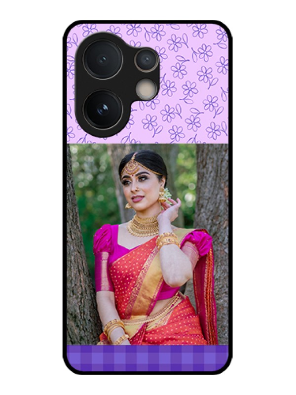 Custom Vivo V60e 5G Custom Glass Phone Case - Purple Floral Design