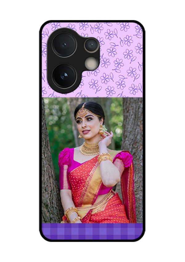 Vivo V60e 5G Custom Glass Phone Case - Purple Floral Design