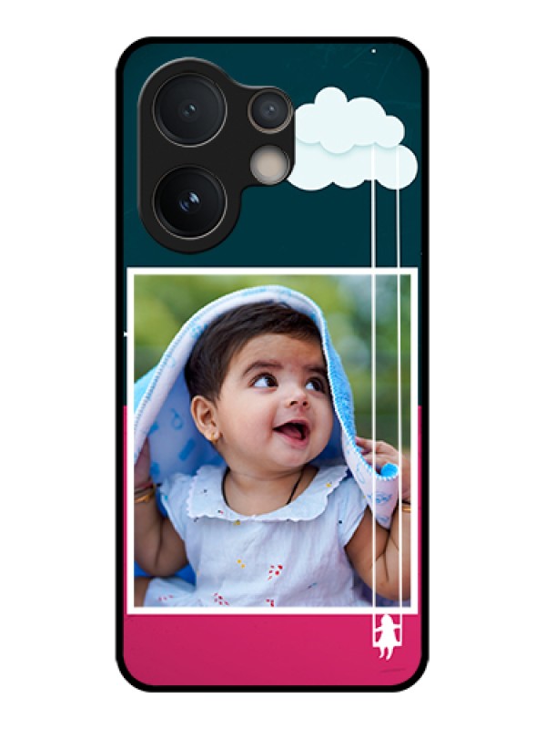 Custom Vivo V60e 5G Custom Glass Phone Case - Cute Girl With Cloud Design