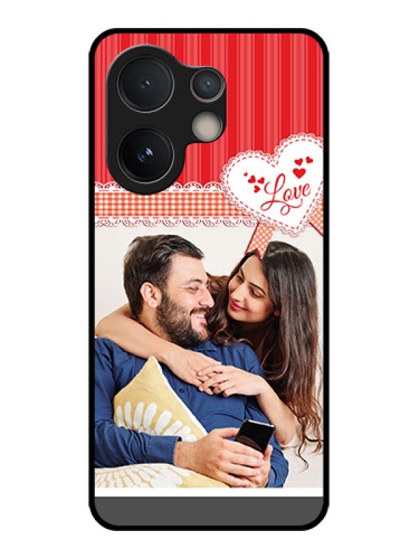 Custom Vivo V60e 5G Custom Glass Phone Case - Red Love Pattern Design