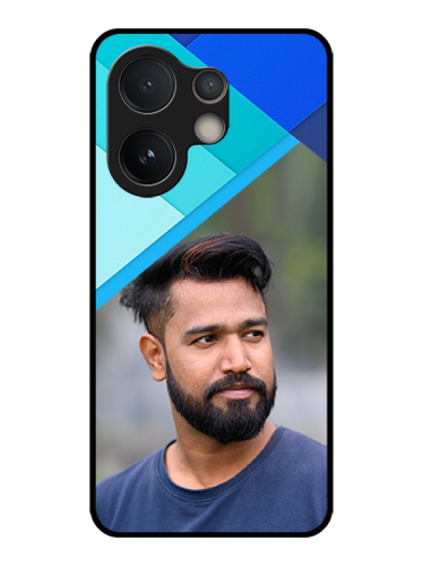 Custom Vivo V60e 5G Custom Glass Phone Case - Blue Pattern Design
