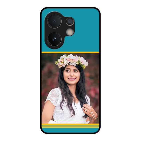 Vivo V60e 5G Custom Glass Phone Case - Yellow & Blue Design