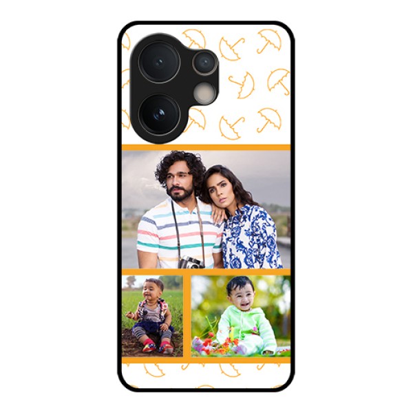 Vivo V60e 5G Custom Glass Phone Case - Yellow Pattern Design Vivo V60e 5G Custom Glass Phone Case - Yellow Pattern Design