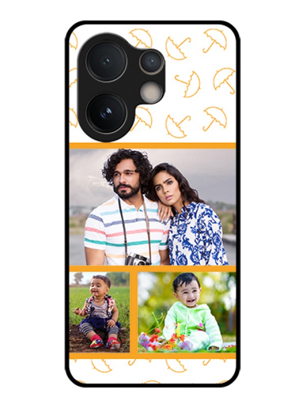 Custom Vivo V60e 5G Custom Glass Phone Case - Yellow Pattern Design