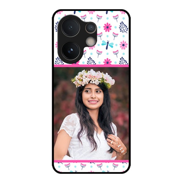 Vivo V60e 5G Custom Glass Phone Case - Colorful Flower Design Vivo V60e 5G Custom Glass Phone Case - Colorful Flower Design