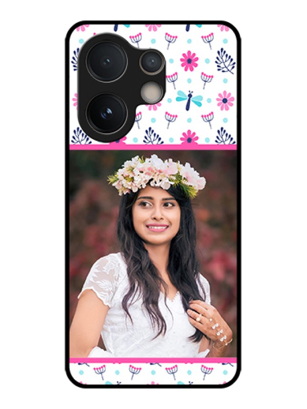 Custom Vivo V60e 5G Custom Glass Phone Case - Colorful Flower Design
