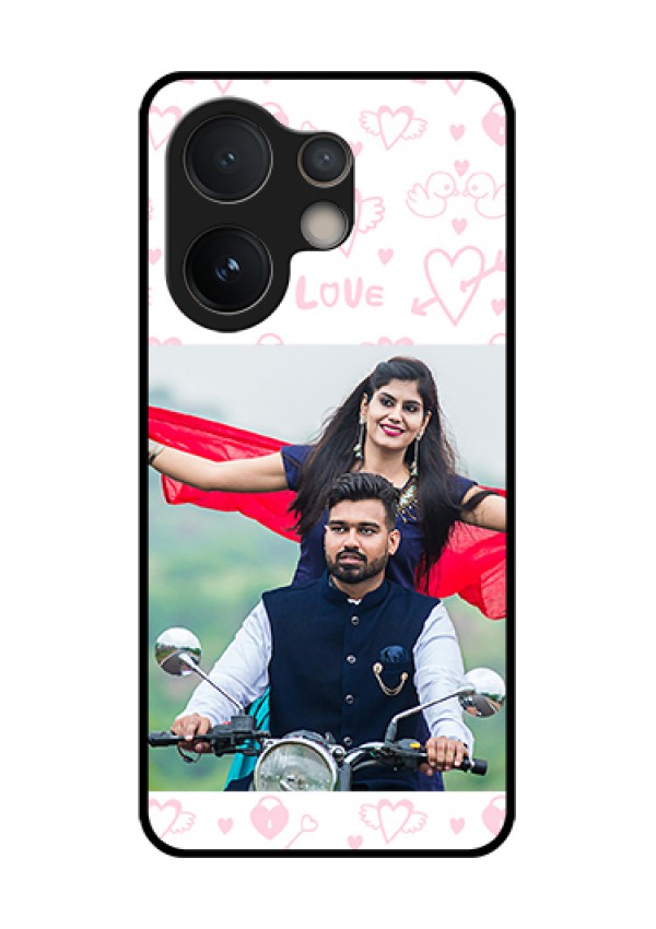 Vivo V60e 5G Custom Glass Phone Case - Pink Flying Heart Design