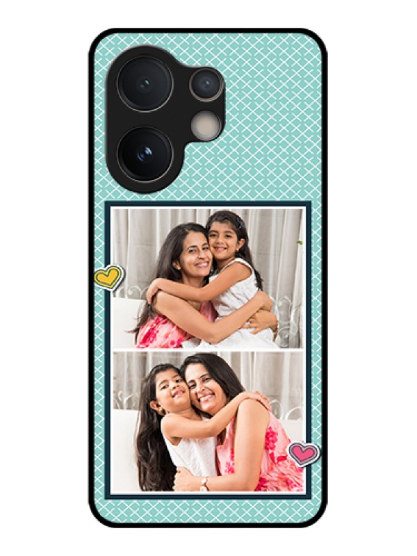 Custom Vivo V60e 5G Custom Glass Phone Case - 2 Image Holder With Pattern Design