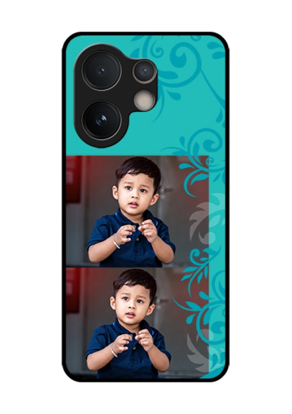Vivo V60e 5G Custom Glass Phone Case - With Photo And Green Floral Design