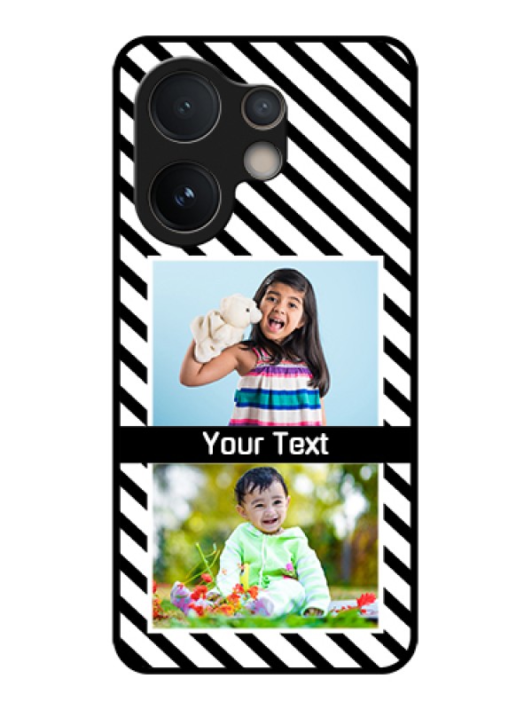 Custom Vivo V60e 5G Custom Glass Phone Case - Black And White Stripes Design
