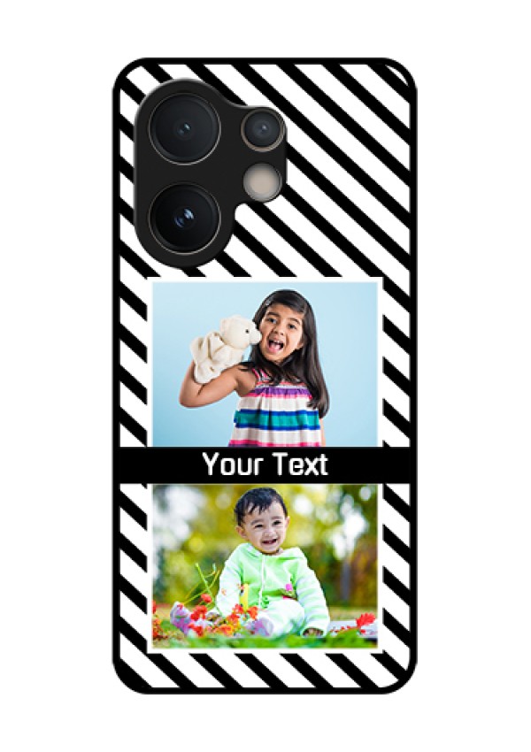 Vivo V60e 5G Custom Glass Phone Case - Black And White Stripes Design