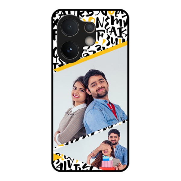 Vivo V60e 5G Custom Glass Phone Case - Letters Pattern Design