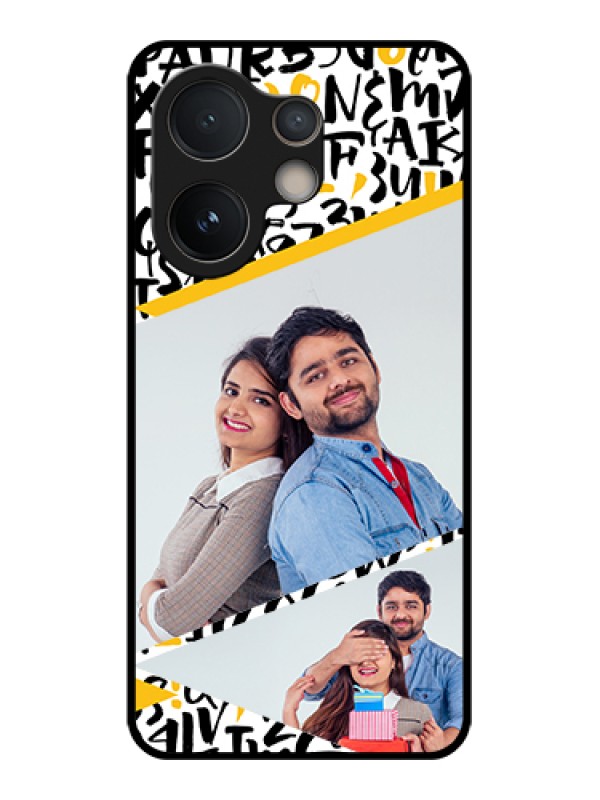 Custom Vivo V60e 5G Custom Glass Phone Case - Letters Pattern Design