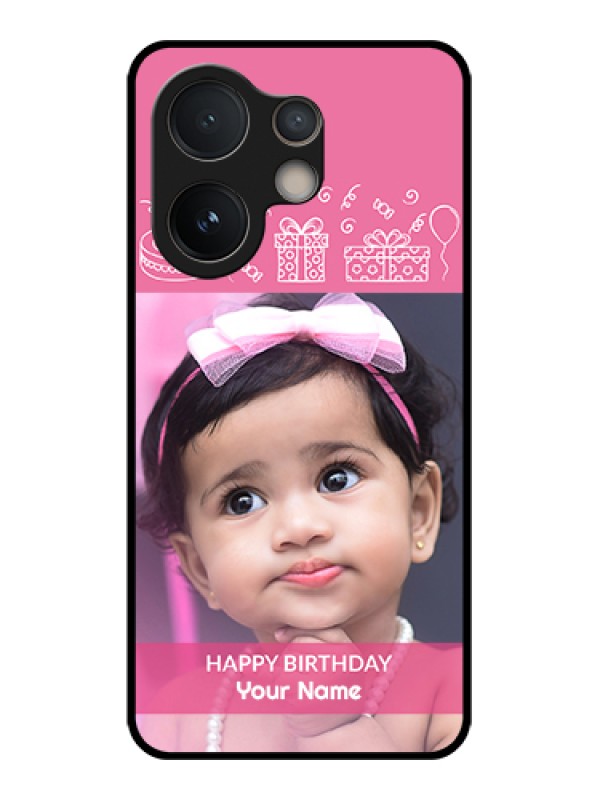 Custom Vivo V60e 5G Custom Glass Phone Case - With Birthday Line Art Design