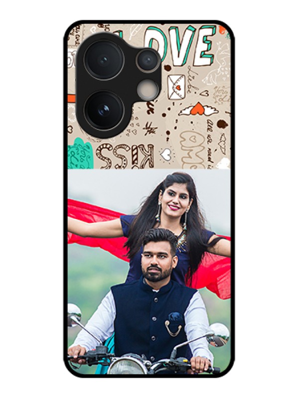 Custom Vivo V60e 5G Custom Glass Phone Case - Love Doodle Pattern