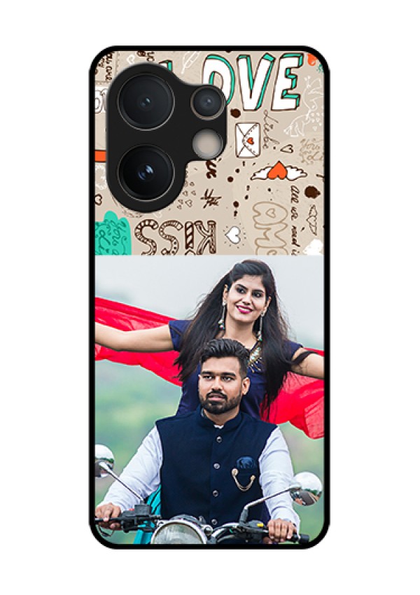 Vivo V60e 5G Custom Glass Phone Case - Love Doodle Pattern