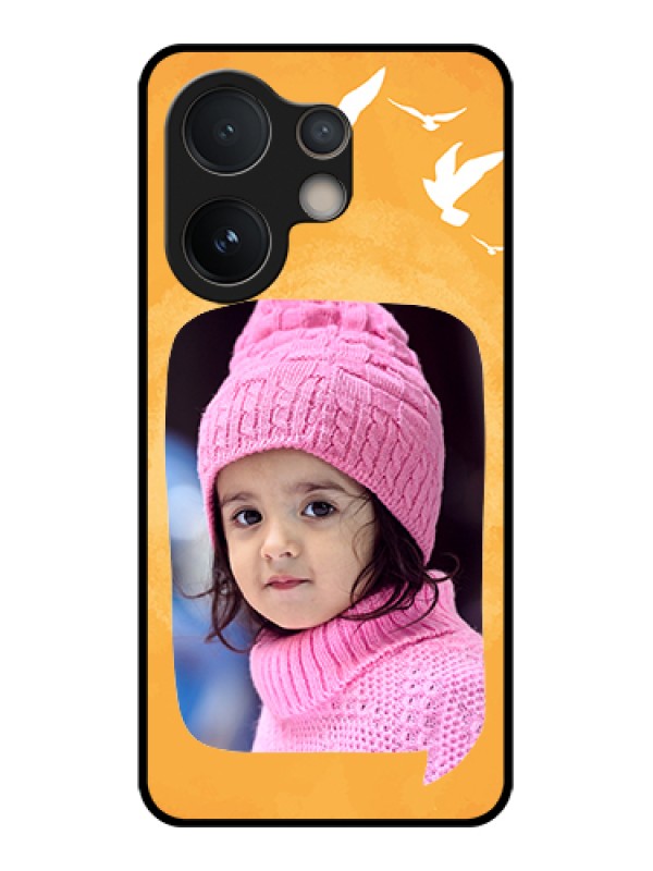 Custom Vivo V60e 5G Custom Glass Phone Case - Water Color Design With Bird Icons