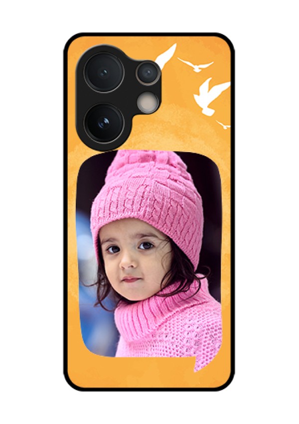 Vivo V60e 5G Custom Glass Phone Case - Water Color Design With Bird Icons