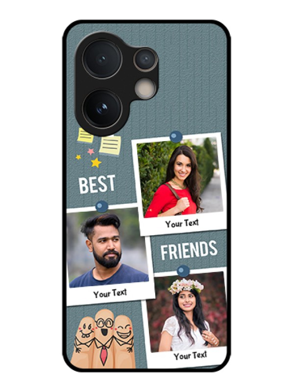 Custom Vivo V60e 5G Custom Glass Phone Case - Sticky Frames And Friendship Design