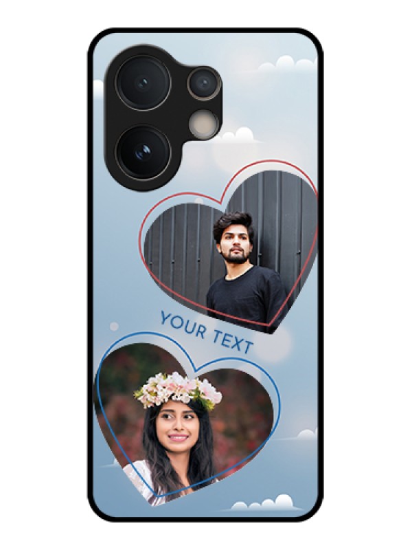 Custom Vivo V60e 5G Custom Glass Phone Case - Blue Color Couple Design