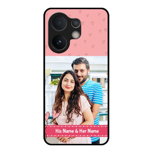 Vivo V60e 5G Custom Glass Phone Case - Love Design Peach Color